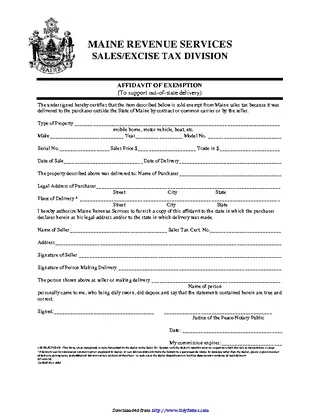 Maine Affidavit Of Exemption Form