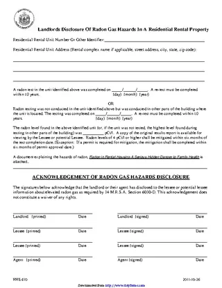 Maine Radon Rental Disclosure Form