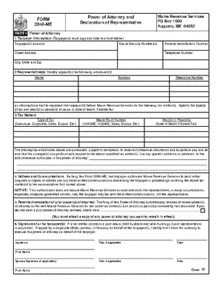 Maine Tax Power Of Attorney Form 2848