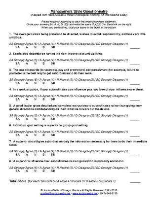 Management Style Questionnaire