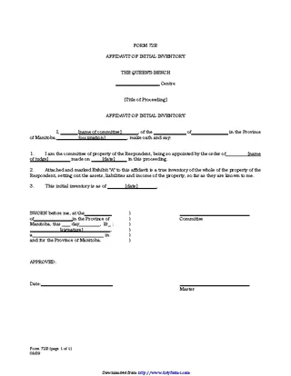 Manitoba Affidavit Of Initial Inventory Form