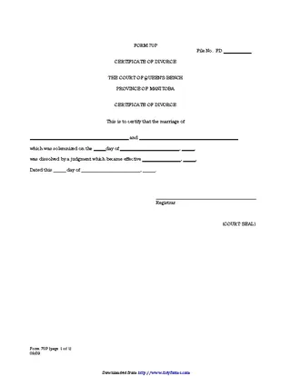 Manitoba Certificate Of Divorce Form