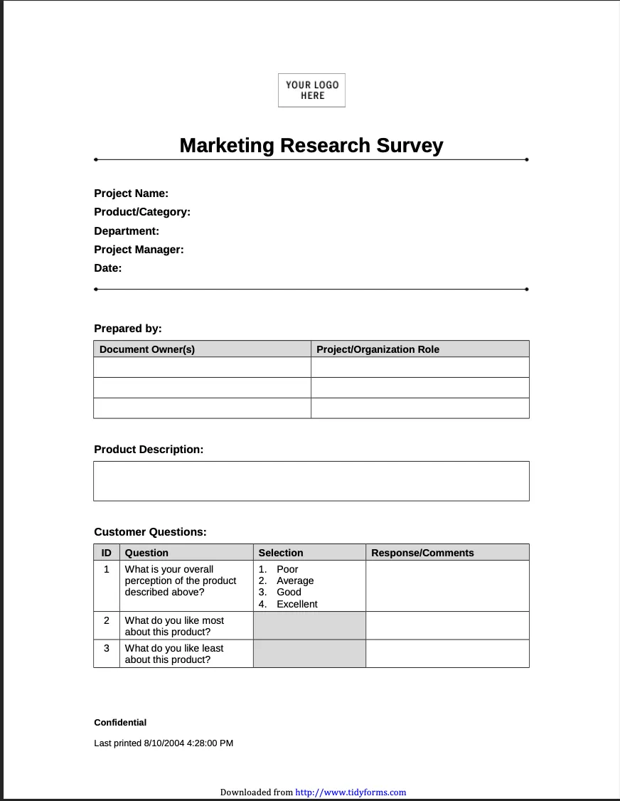 Market Research Survey Template 1