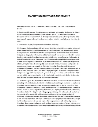 Marketing Contract Agreement