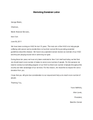 Marketing Donation Letter