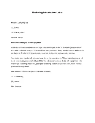 Forms Marketing Introduction Letter
