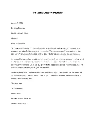 Forms Marketing Letter To Physician