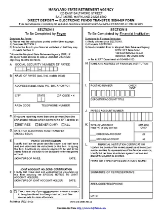 Forms Maryland Direct Deposit Form 1