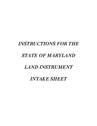 Maryland Land Record Intake Sheet Instructions