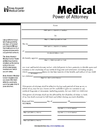Maryland Medical Power Of Attorney Form