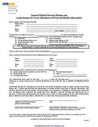 Maryland Medical Records Release Form 1