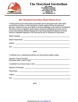 Forms Maryland Model Release Form 3