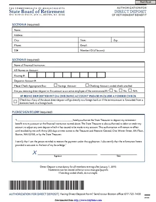 Forms Massachusetts Direct Deposit Form 1