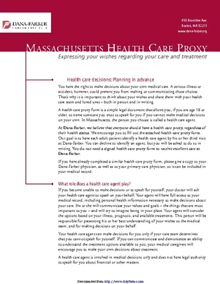 Forms Massachusetts Health Care Proxy Form 2