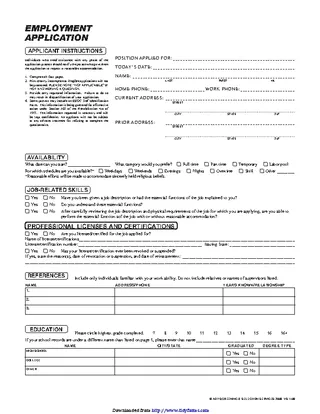 Forms Massachusetts Job Application Form 1