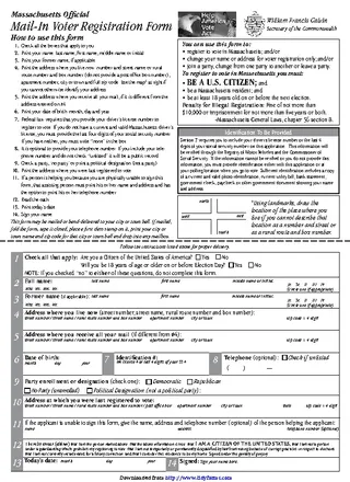 Massachusetts Official Mail In Voter Registration Form