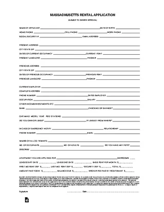 Forms Massachusetts Rental Application Form