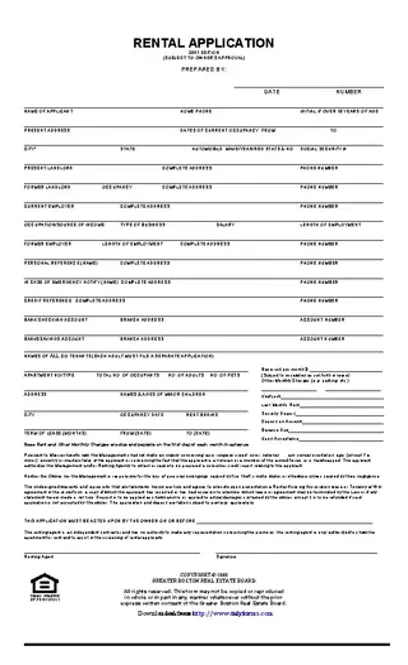 Massachusetts Rental Application - PDFSimpli