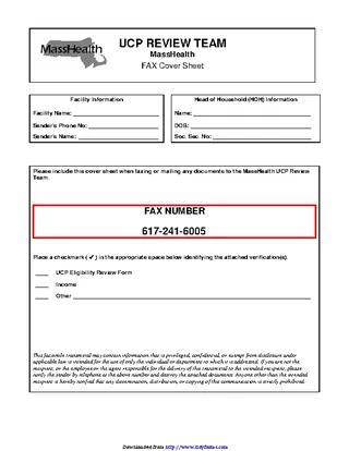 Masshealth Fax Cover Sheet