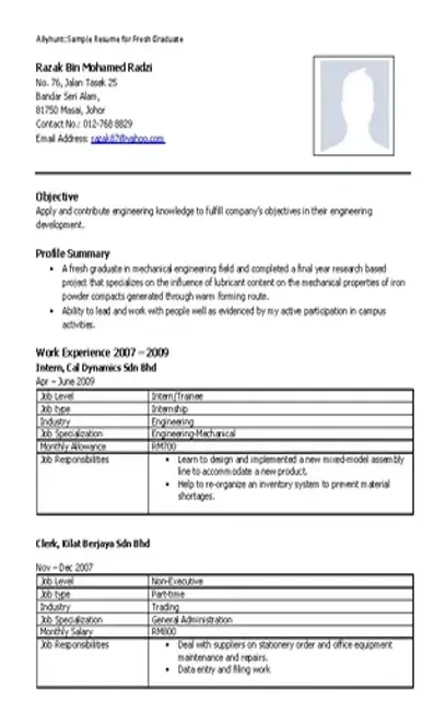 Mechanical Engineering Resume For Fresh Graduate - PDFSimpli