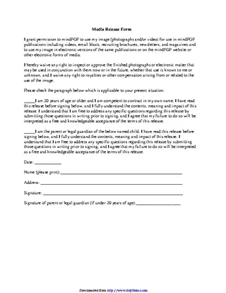 Forms Media Release Form