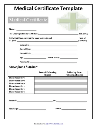 Forms Medical Certificate Template
