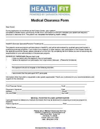 Forms Medical Clearance Form 2
