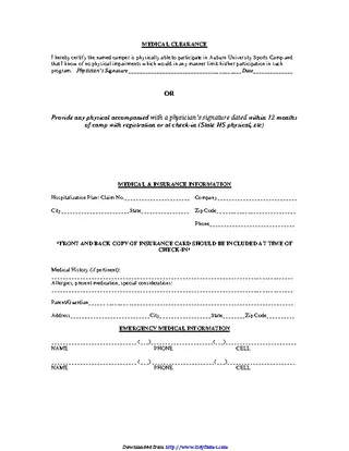 Forms Medical Clearance Form 3