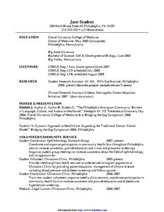 Medical Cv Template 1