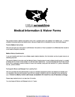 Forms Medical Information And Waiver Forms