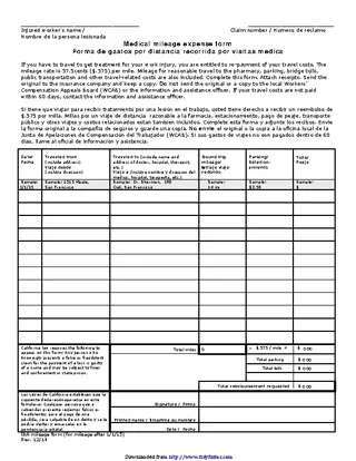Forms Medical Mileage Expense Form
