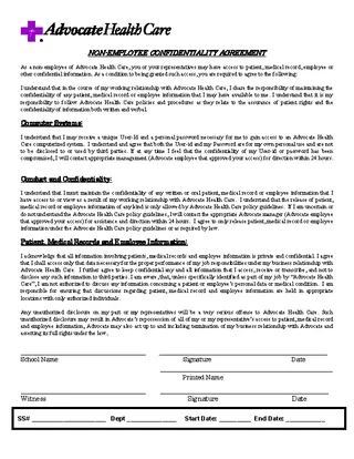 Medical Procedure Confidentiality Agreement Example