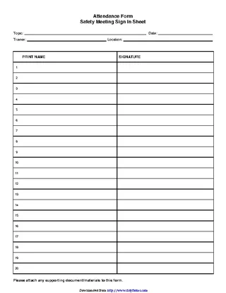 Forms Meeting Attendance Sheet