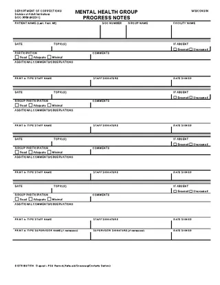 Mental Health Progress Note Template