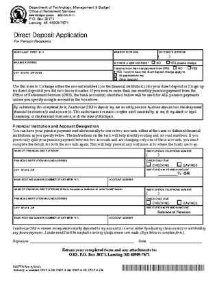 Forms Michigan Direct Deposit Form 1