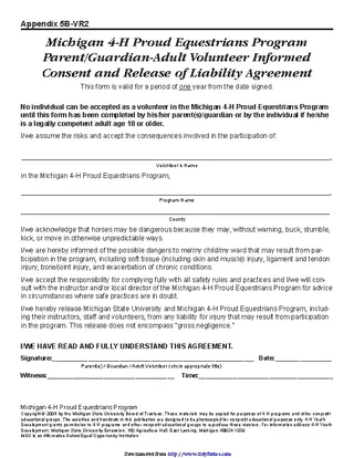 Forms Michigan Liability Release Form 2