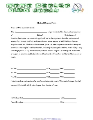 Michigan Medical Release Form 1