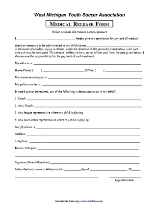 Michigan Medical Release Form 2