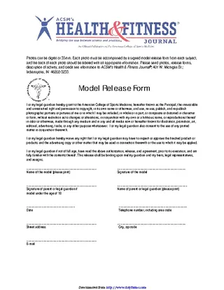 Forms Michigan Model Release Form 1