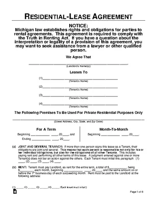 Michigan Residential Lease Agreement Template