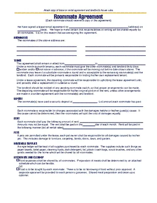 Forms Michigan Roommate Agreement Template