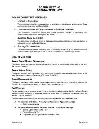 Microsoft Board Meeting Agenda Template