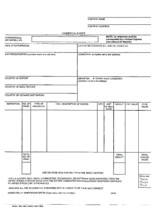 Microsoft Commercial Invoice Free Pdf Template