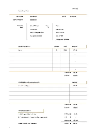 Microsoft Consultant Invoice Xls Format Free Template