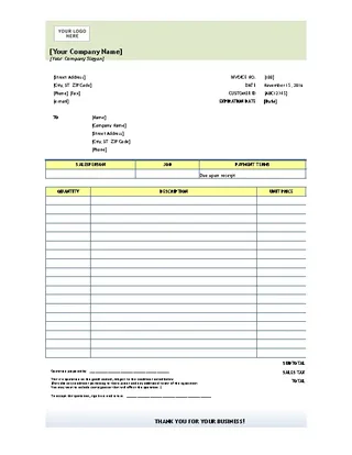 Microsoft Spreadsheet Invoice Template Download