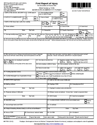 Forms Minnesota First Report Of Injury Form