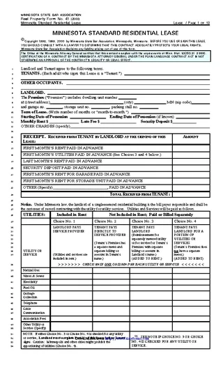 Minnesota Month To Month Rental Agreement Template