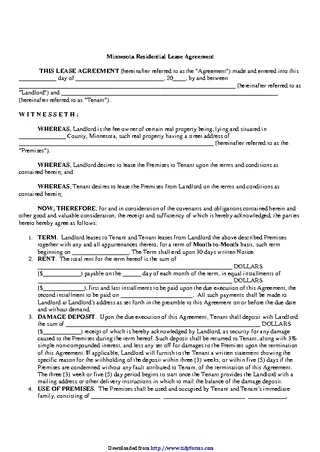 Minnesota Residential Lease Agreement