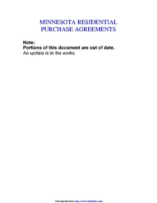 Forms Minnesota Residential Purchase Agreements Sample