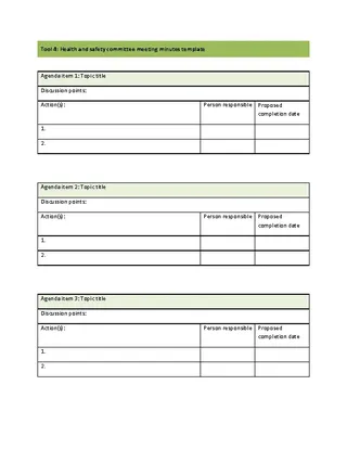 Minutes Of Health And Safety Meeting Template